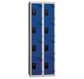 Vestiaire multicases 2 colonnes 4 cases monobloc 400 BLEU 59 2 COLONNES - 4 CASES/COLONNE MONOBLOC