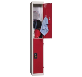 Vestiaire multicases 1 colonne 2 cases monobloc ROUGE 400 30 1 COLONNE - 2 CASES/COLONNE  MONOBLOC