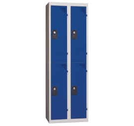 Vestiaire multicases 2 colonnes 2 cases monobloc 300 BLEU 45 2 COLONNES - 2 CASES/COLONNE MONOBLOC