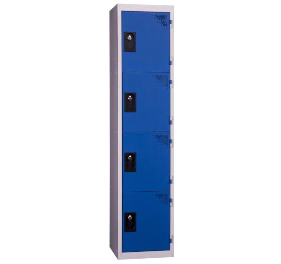 vestiaire monobloc 1 colonne 4 cases bleu