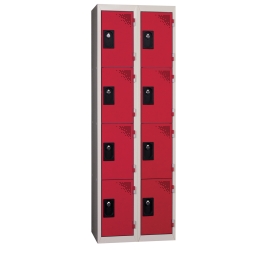 Vestiaire multicases 2 colonnes 4 cases monobloc 300 ROUGE 49 2 COLONNES - 4 CASES/COLONNE MONOBLOC