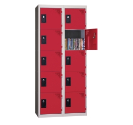 Vestiaire multicases 2 colonnes 5 cases monobloc 300 ROUGE 57 2 COLONNES - 5 CASES/COLONNE MONOBLOC