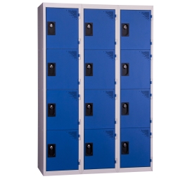 Vestiaire multicases 3 colonnes 4 cases monobloc 300 BLEU 71 3 COLONNES - 4 CASES/COLONNE MONOBLOC