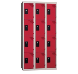 Vestiaire multicases 3 colonnes 4 cases monobloc 300 ROUGE 71 3 COLONNES - 4 CASES/COLONNE MONOBLOC