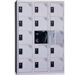 Vestiaire multicases 3 colonnes 5 cases monobloc 300 GRIS 83 3 COLONNES - 5 CASES/COLONNE MONOBLOC