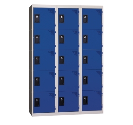 Vestiaire multicases 3 colonnes 5 cases monobloc 300 BLEU 83 3 COLONNES - 5 CASES/COLONNE MONOBLOC