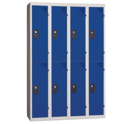 Vestiaire multicases 4 colonnes 2 cases monobloc 300 BLEU 85 4 COLONNES - 2 CASES/COLONNE  MONOBLOC