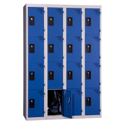 Vestiaire multicases 4 colonnes 4 cases monobloc 300 BLEU 93 4 COLONNES - 4 CASES/COLONNE MONOBLOC