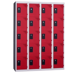 Vestiaire multicases 4 colonnes 5 cases monobloc 300 ROUGE 109 4 COLONNES - 5 CASES/COLONNE MONOBLOC