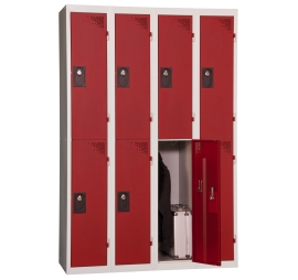 Vestiaire multicases 4 colonnes 2 cases à monter 300 ROUGE 85 4 COLONNES - 2 CASES/COLONNE  KIT