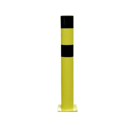 Poteau de sécurité - Acier - H1200 mm 21 JAUNE / NOIR DIM PIED 250x250 MM - Ø POTEAU 159 MM