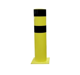 Poteau de sécurité - Acier - H1200 mm 48 JAUNE / NOIR DIM PIED 400x400 MM - Ø POTEAU 273 MM