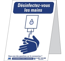 Panneau Désinfecter les mains - Lot de 5 A4 0.1 CHEVALET